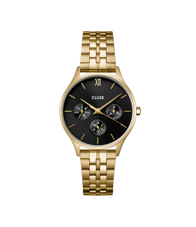 Cluse Uurwerk Minuit multifunction steel gold, black