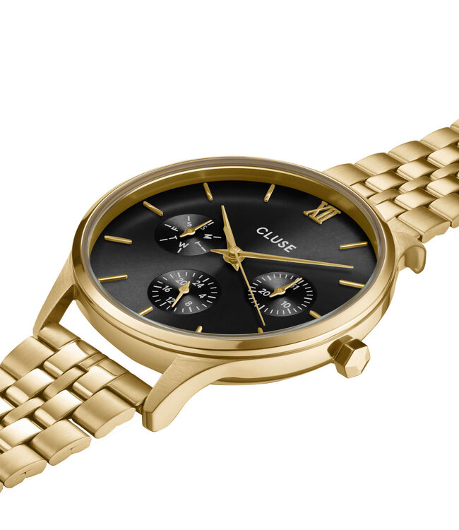 Cluse Uurwerk Minuit multifunction steel gold, black