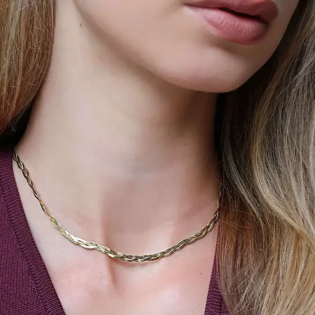 Cluse Halsketting Elevé braided snake gold