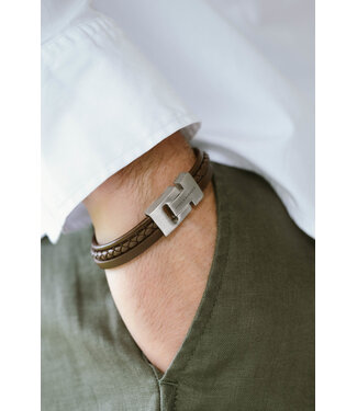 Steel & Barnett Leather Bracelet Casual Cole  Brown M