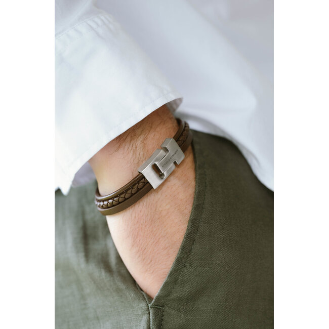 Steel & Barnett Leather Bracelet Casual Cole  Brown M