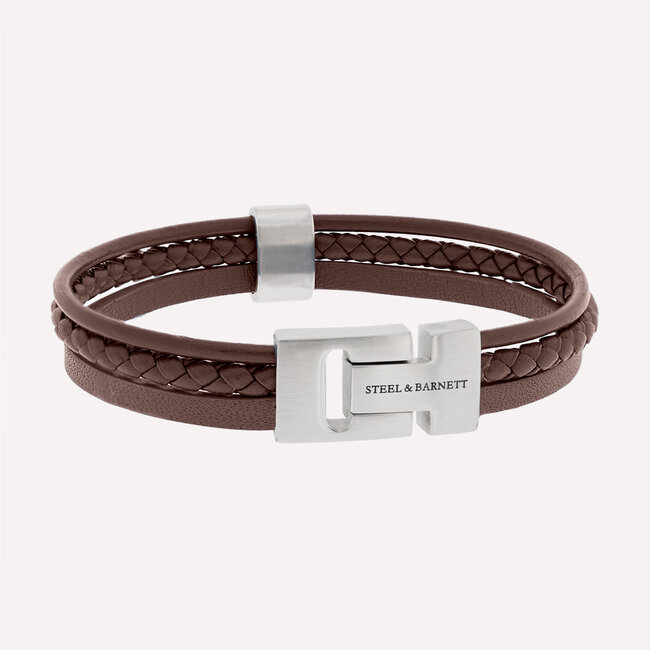 Steel & Barnett Leather Bracelet Casual Cole  Brown M