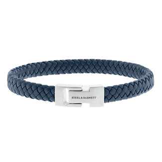 Steel & Barnett Leather Bracelet Archie Jeans Blue M