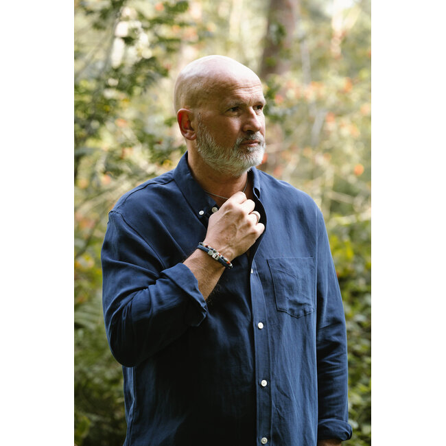 Steel & Barnett Leather Bracelet Archie Jeans Blue M