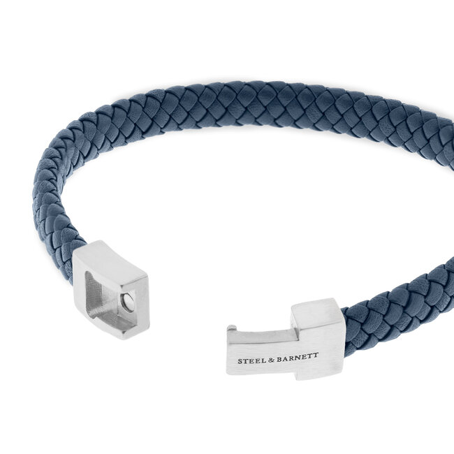 Steel & Barnett Leather Bracelet Archie Jeans Blue M