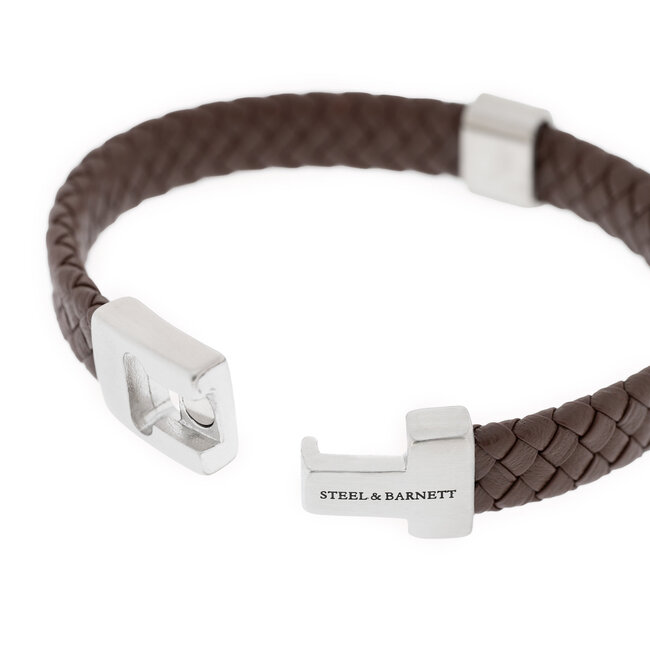 Steel & Barnett Leather Bracelet Harrison  Brown M