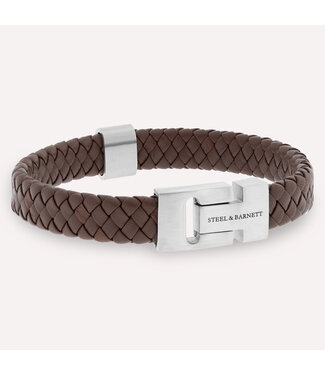 Steel & Barnett Leather Bracelet Harrison  Brown M