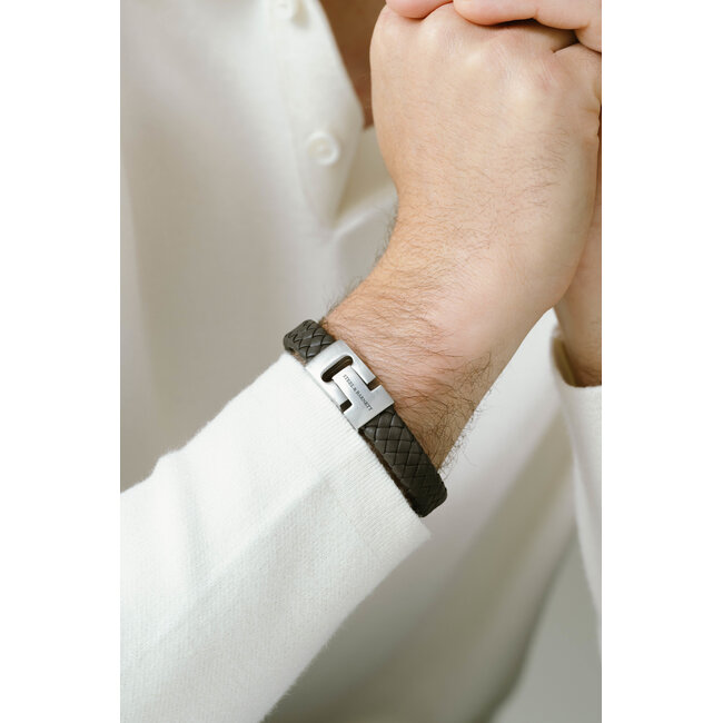 Steel & Barnett Leather Bracelet Harrison  Dark Grey M