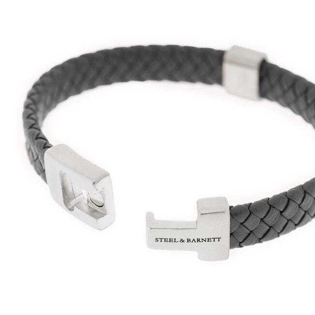 Steel & Barnett Leather Bracelet Harrison  Dark Grey M