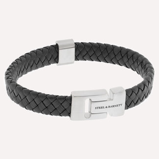 Steel & Barnett Leather Bracelet Harrison  Dark Grey M