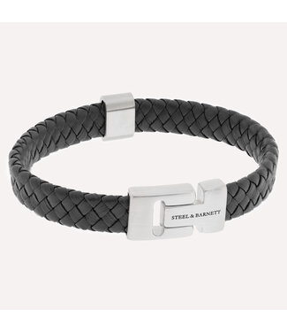 Steel & Barnett Leather Bracelet Harrison  Dark Grey M