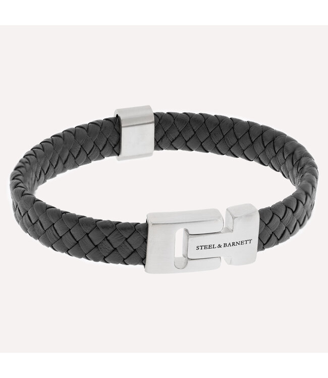Steel & Barnett Leather Bracelet Harrison  Dark Grey M