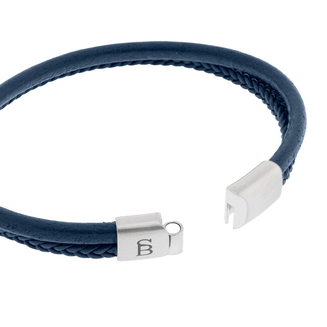 Steel & Barnett Leather Bracelet Denby Jeans Blue  M