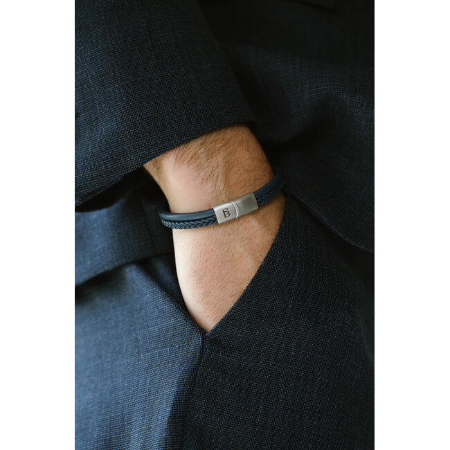 Steel & Barnett Leather Bracelet Denby Jeans Blue  M
