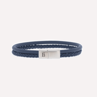 Steel & Barnett Leather Bracelet Denby Jeans Blue  M