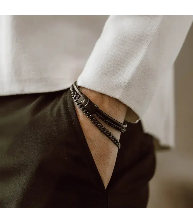 Steel & Barnett Leather Bracelet Denby Black Edition M