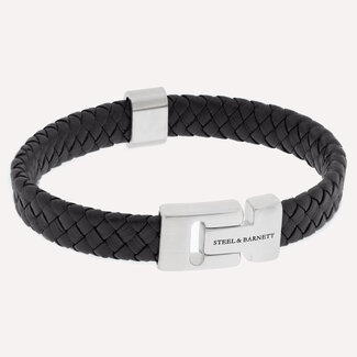 Steel & Barnett Leather Bracelet Harrison  Black M