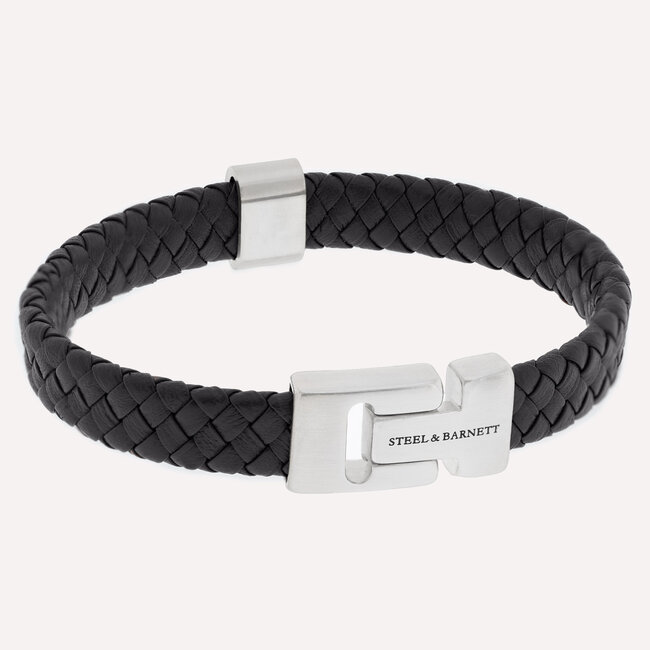 Steel & Barnett Leather Bracelet Harrison  Black M