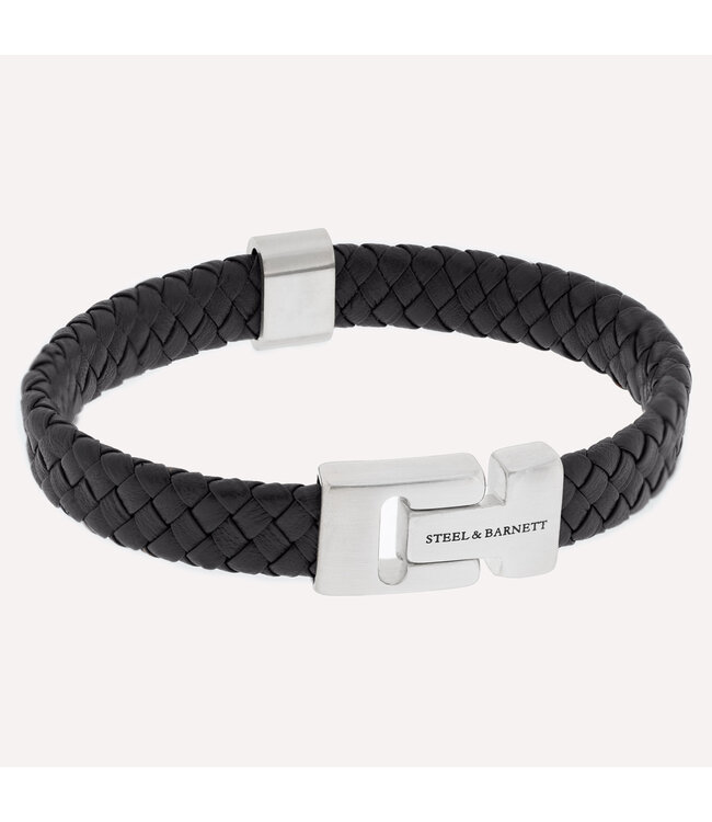 Steel & Barnett Leather Bracelet Harrison  Black M