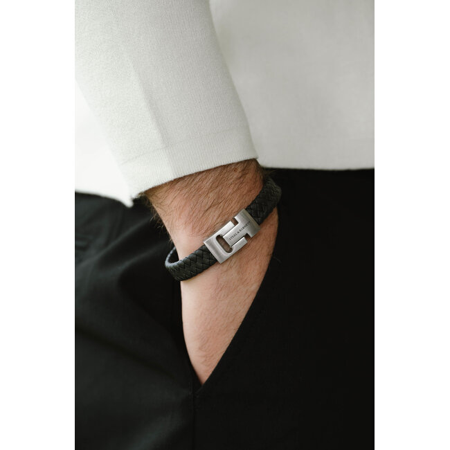 Steel & Barnett Leather Bracelet Harrison  Black M