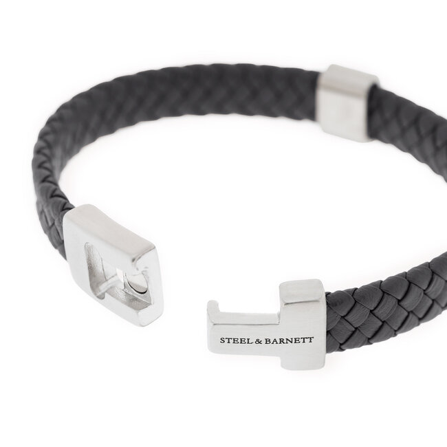 Steel & Barnett Leather Bracelet Harrison  Black M