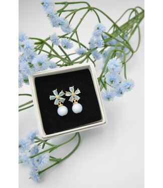 Maison Cachet Oorring Fleurs Brillantes Bleues