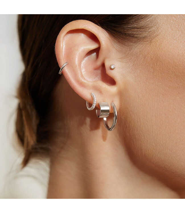 Ania Haie Oorring Silver Flat Small Huggie Hoop