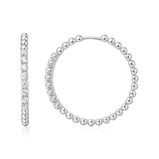 Ania Haie Oorring Large Claw Sphere Beaded Hoop Silver