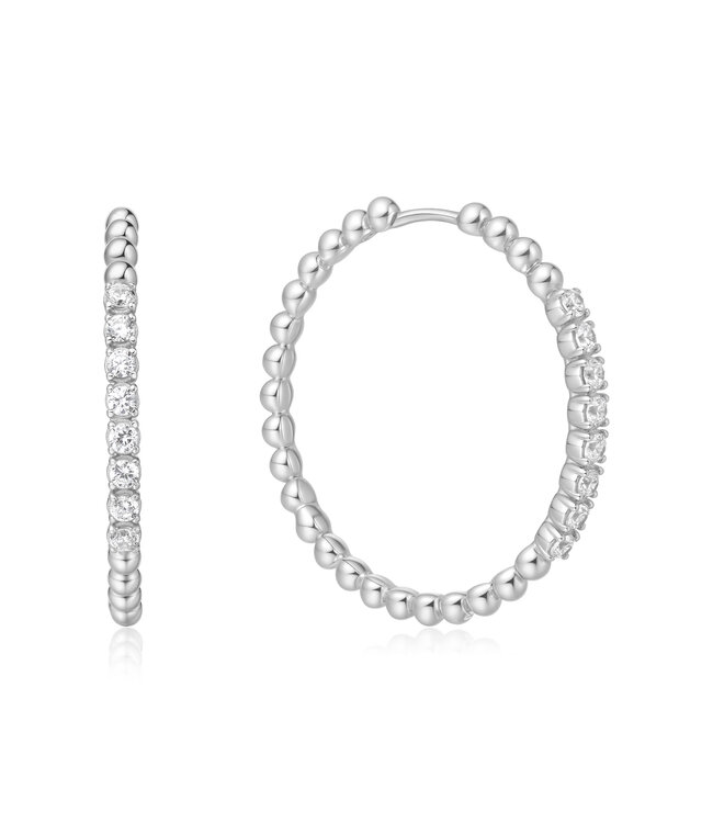 Ania Haie Oorring Large Claw Sphere Beaded Hoop Silver