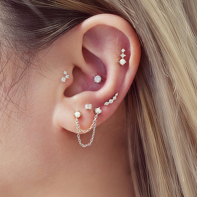 Ania Haie Oorring Bezel Beaded Stone Stud