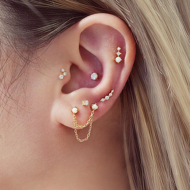 Ania Haie Oorring Bezel Beaded Stone Stud