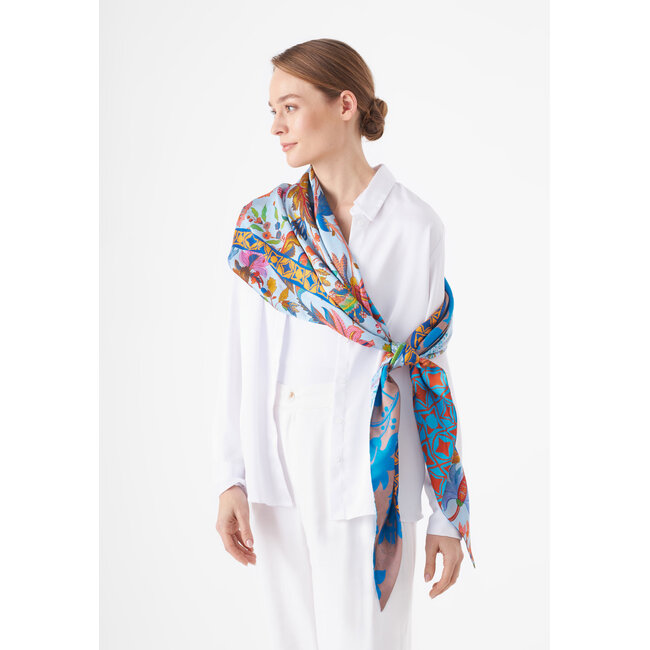 Codello Sjaal Triangle Pattern Mix Silk Blue