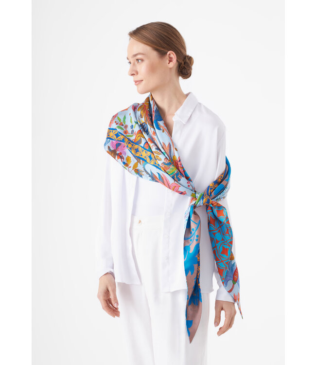 Codello Sjaal Triangle Pattern Mix Silk Blue