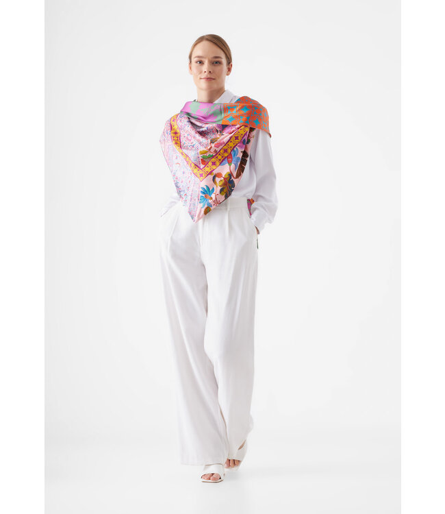 Codello Sjaal Triangle Pattern Mix Silk Red