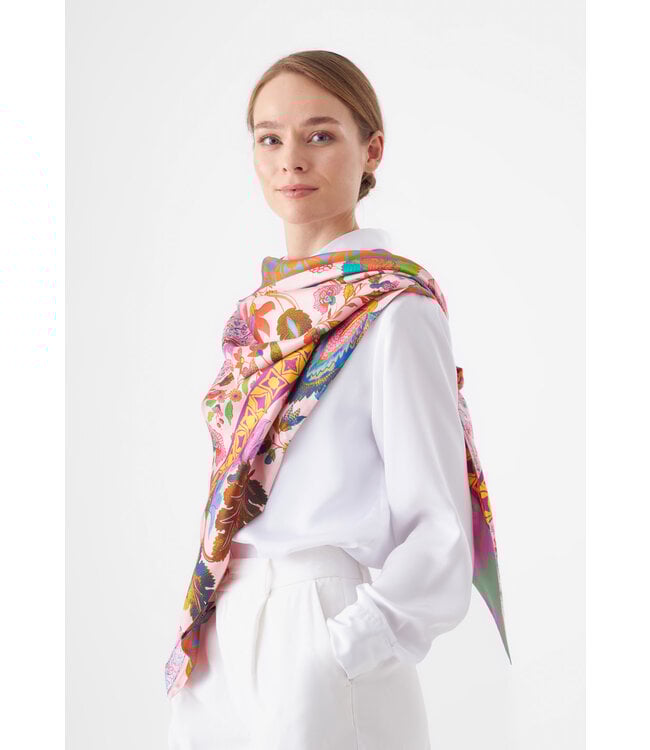 Codello Sjaal Triangle Pattern Mix Silk Red
