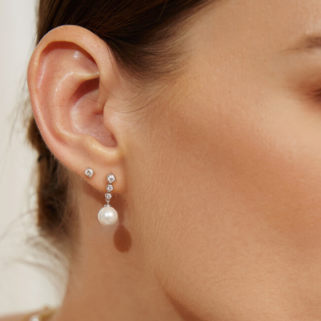 Ania Haie Oorring Tennis beaded stone pearl drop stud