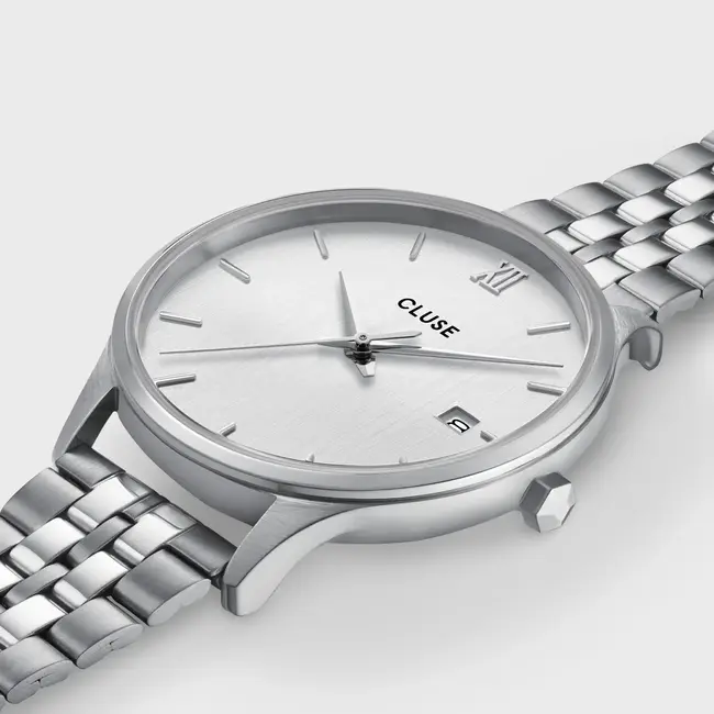 Cluse Uurwerk Minuit Date Steel Silver