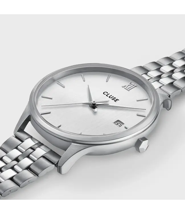 Cluse Uurwerk Minuit Date Steel Silver