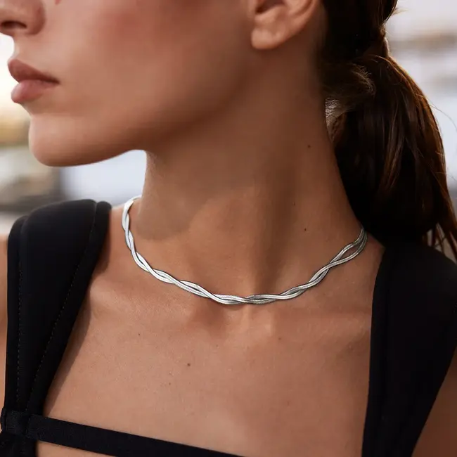 Cluse Halsketting Élevé Twisted Snake, Silver Colour