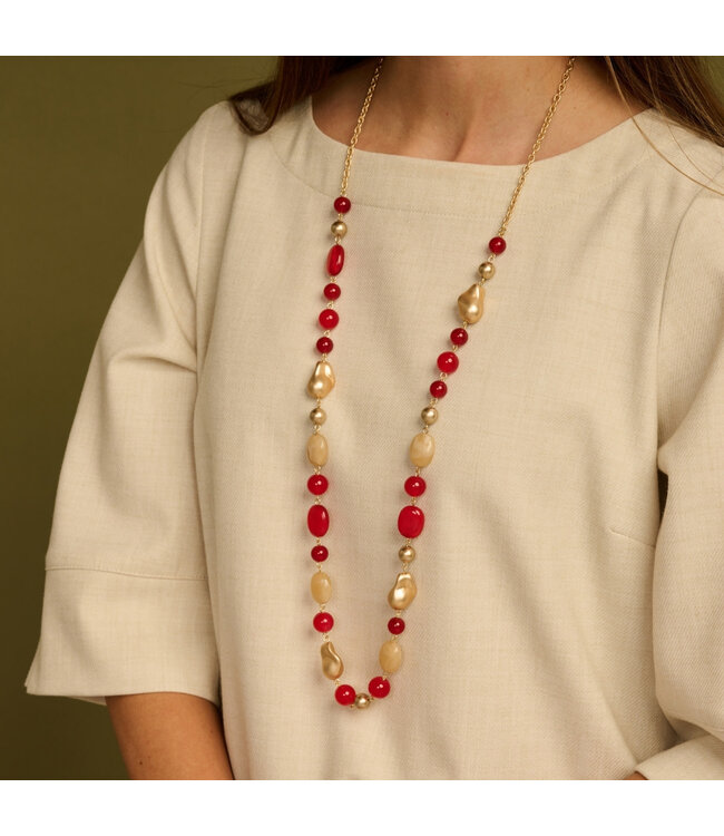 Les Cordes Halsketting Dennelang Rood