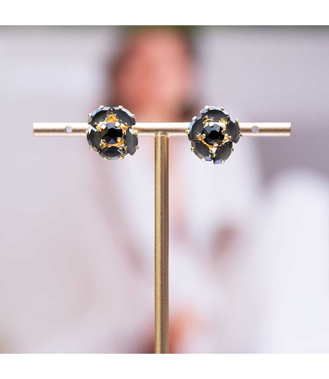 Paviè Oorring Isabella Grigio– bloemstud met kristal