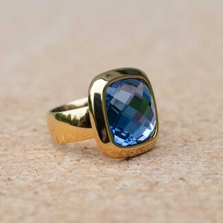 MelanO Ring Goud Jeans Blue