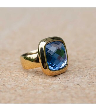 MelanO Ring Goud Jeans Blue