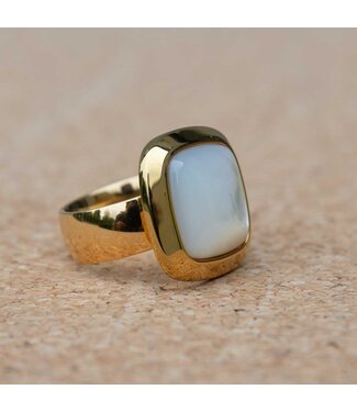 MelanO Ring Goud Pearl Square