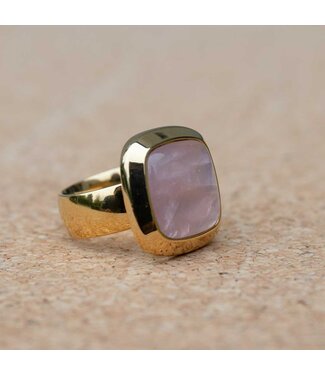MelanO Ring Goud Lightrose Quartz