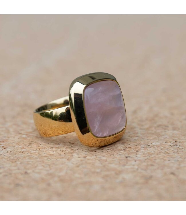 MelanO Ring met Lightrose Quartz – 28mm