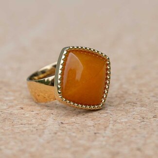 MelanO Ring Goud Yellow Jade