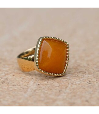 MelanO Ring Goud Yellow Jade