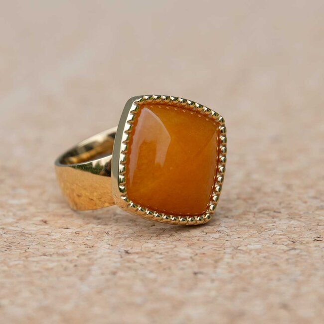MelanO Ring met Yellow Jade – 22mm