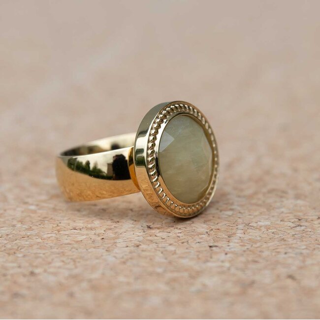 MelanO Ring met Yellow Calcite – 22mm
